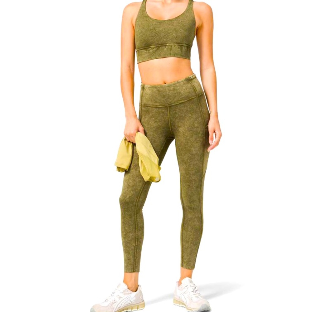 Lululemon Fast and Free High Rise Tight 25" *Ice Dye Ice Wash Hazel Green